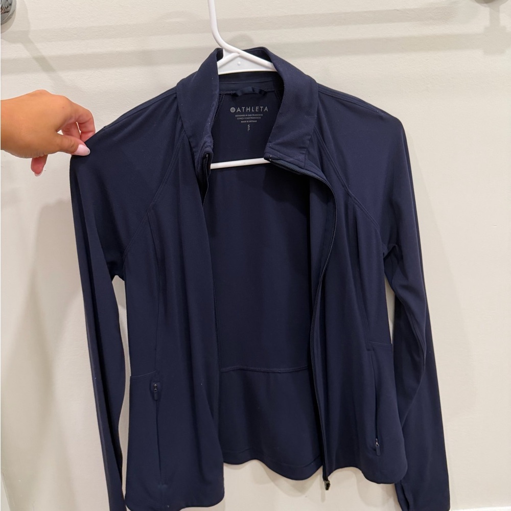 Athleta Navy Lightweight Full-Zip Bomber Jacket